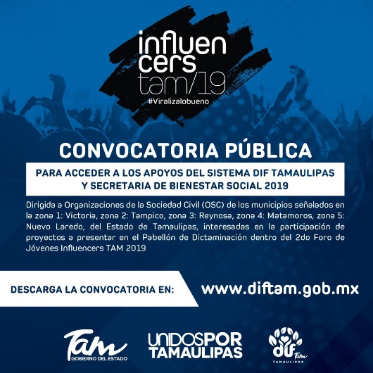 COPIA DIF-039-2019.-Gobierno del Estado y DIF Tamaulipas premiará a los mejores proyectos de las organizaciones civiles en la convocatoria “Influencers 2019”